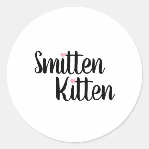 Smitten Kitten Cute Valentine Classic Round Sticker