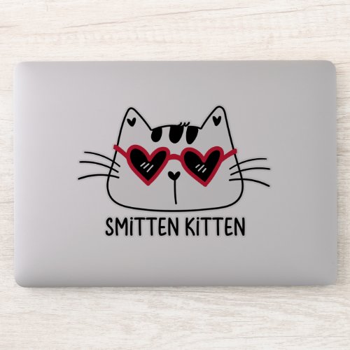Smitten Kitten red heart sunglasses Valentines day Sticker