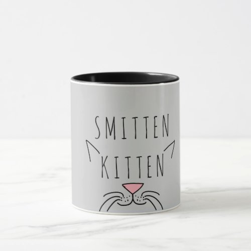 Smitten Kitten Typography Cat Ears  Whiskers Mug