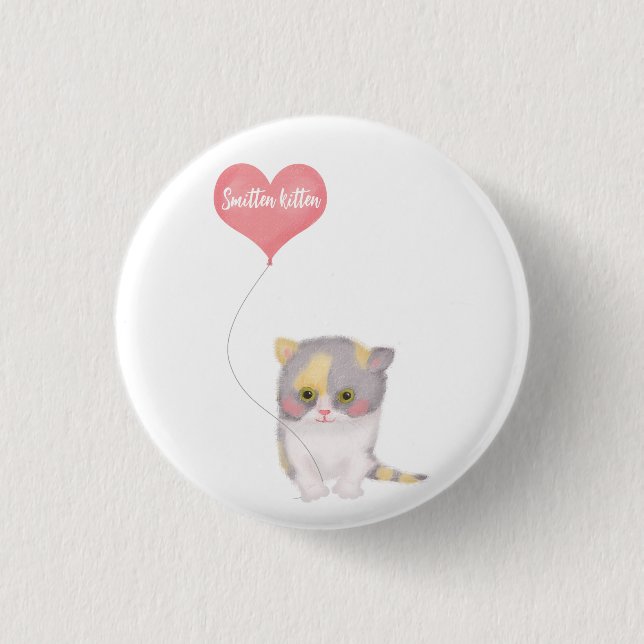 Smitten Kitten Valentine's Day badge Button (Front)