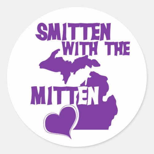 Smitten with the mitten classic round sticker