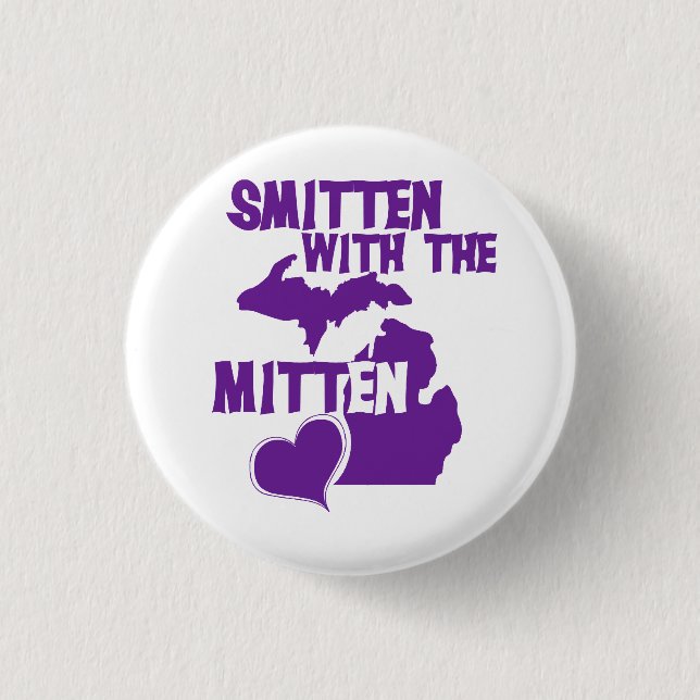 Smitten with the mitten pinback button (Front)