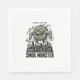 Smog Monster Shirt Vintage Engraving Eco Warning A Napkins