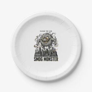Smog Monster Shirt Vintage Engraving Eco Warning A Paper Plates