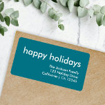 Smoke Blue | Dusky Moody Christmas Return Address Label<br><div class="desc">Simple, stylish "happy holidays" quote return address label with modern typography in white on a smoke blue background in a minimalist 'scandi' scandinavian design style. The label can be easily personalized with your own greeting, return name and address to make a truly bespoke christmas holiday label for the festive season...</div>