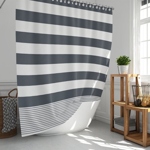 Smoke Blue Turkish Stripe Shower Curtain