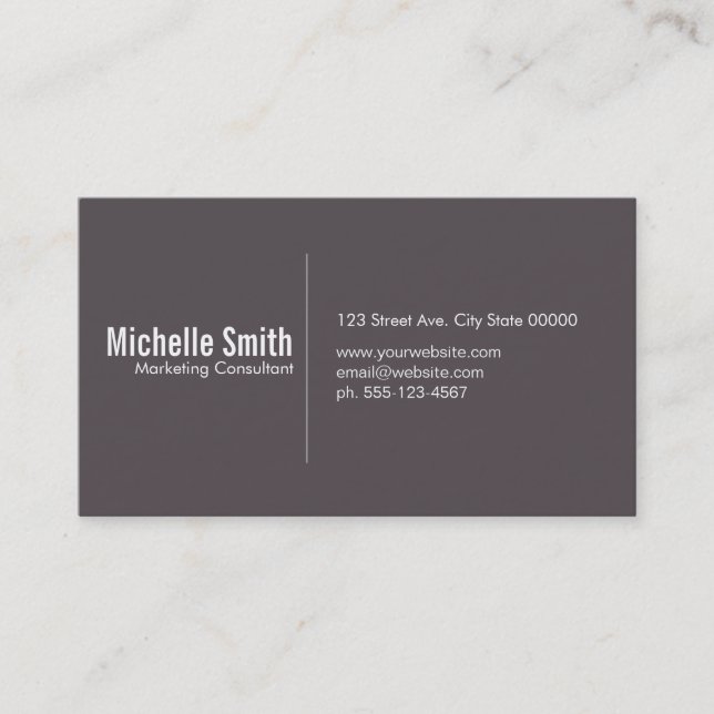 Smoke Brown background with Divider Line Business Card (Front)
