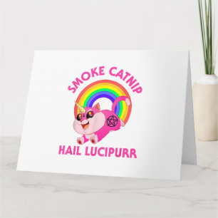 Smoke Catnip Hail Lucipurr, Funny Satan Cat Unicor Card