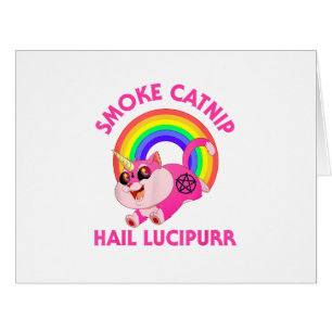 Smoke Catnip Hail Lucipurr, Funny Satan Cat Unicor Cards