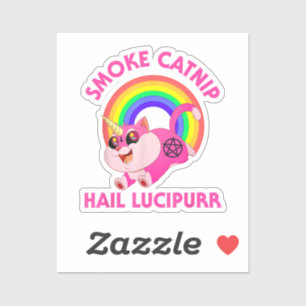 Smoke Catnip Hail Lucipurr, Funny Satan Cat Unicor Sticker