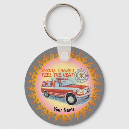 Smoke Chaser Firefighter custom name keychain