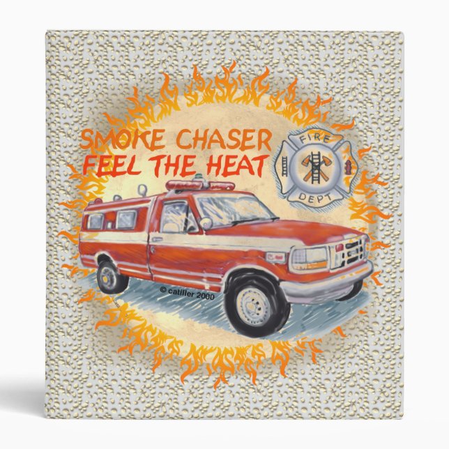 Smoke Chaser Firetruck Firefighter  3 Ring Binder (Front)