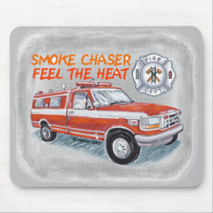 Smoke Chaser Firetruck Firefighter custom name Mouse Pad
