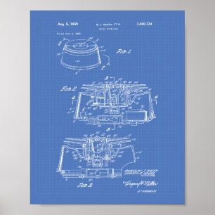 Smoke Detector 1969 Patent Art - Blueprint Poster