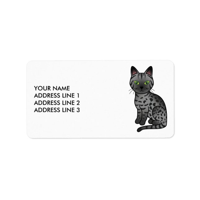 Smoke Egyptian Mau Cute Cat & Custom Text Label (Front)
