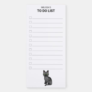 Smoke Egyptian Mau Cute Cat To Do List & Name Magnetic Notepad