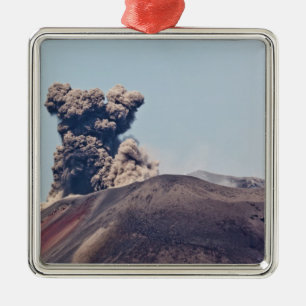Smoke escaping from active volcano Anak Krakatau Metal Ornament
