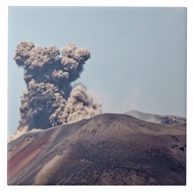 Smoke escaping from active volcano Anak Krakatau Tile (Front)