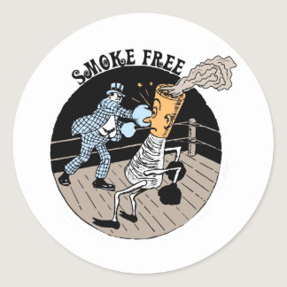Smoke Free. Kicking butt! Classic Round Sticker