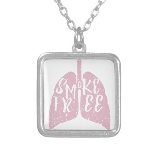 Smoke Free Lungs Silver Plated Necklace