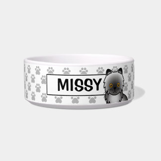 Smoke Gray Color Persian Cat Cartoon Illustration Bowl