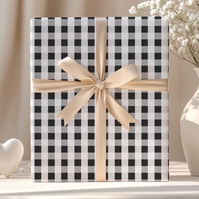 Smoke Gray Gingham Pattern Wrapping Paper (Creator Uploaded)