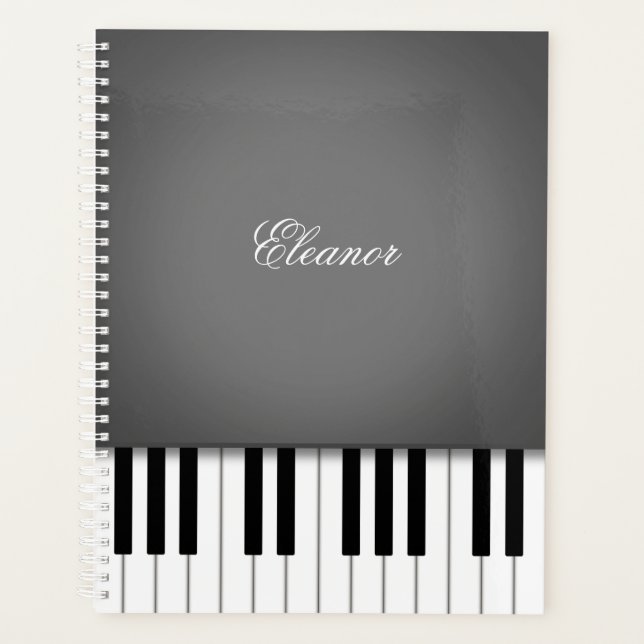 Smoke Gray Piano Music Keyboard CustomIzed Planner (Front)