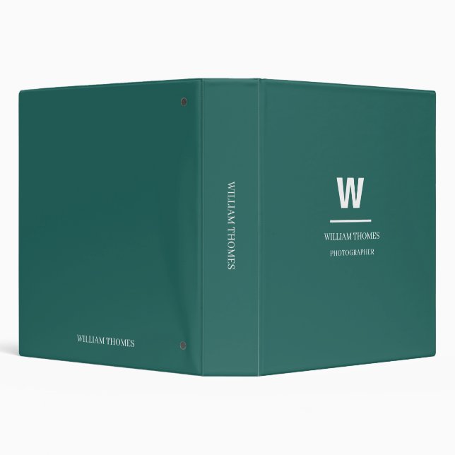 Smoke Green Minimal Modern Initial Branding 3 Ring Binder (Background)