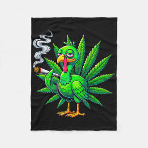 Smoke Joint Turkey Funny Thanksgiving Tee 1  Fleece Blanket
