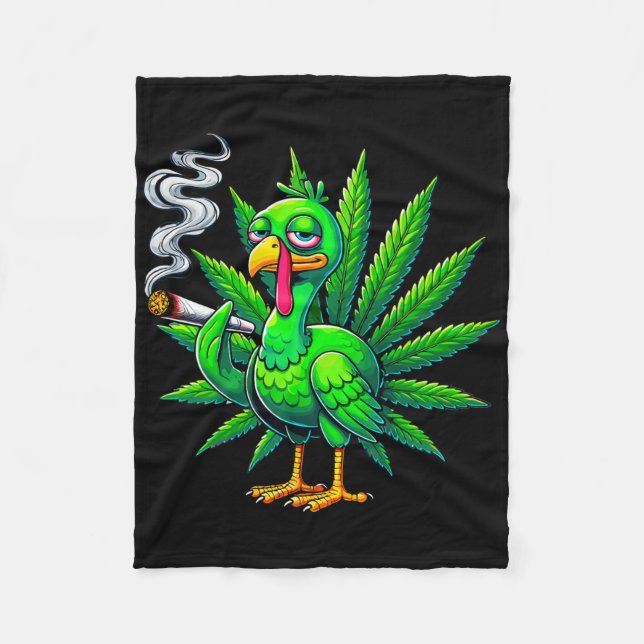 Smoke Joint Turkey Funny Thanksgiving Tee 1  Fleece Blanket (Front)