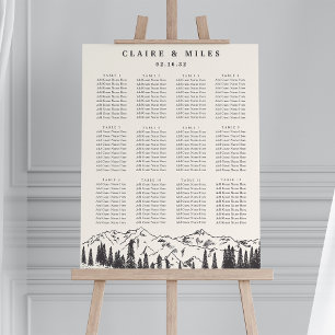 Smoke Mountain Sketch Wedding Seating Chart Foam Board