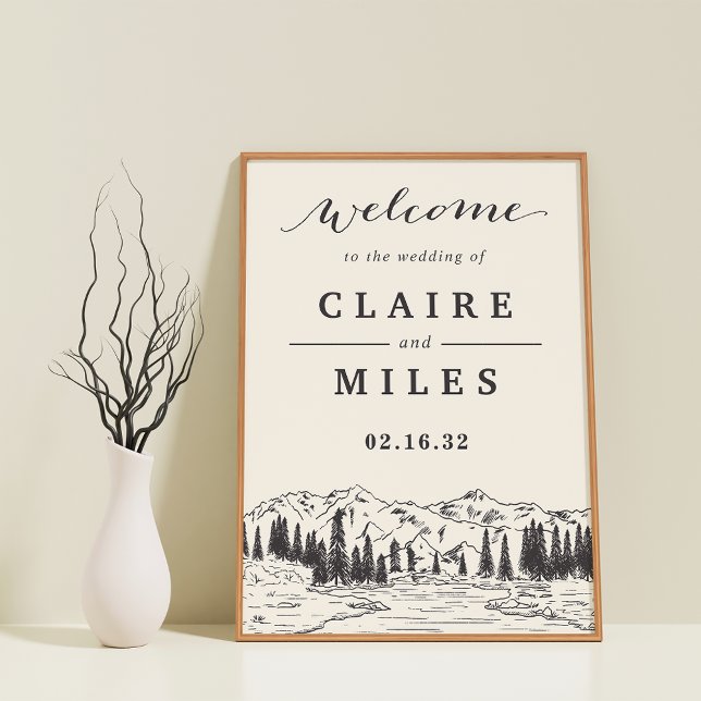 Smoke | Mountain Sketch Wedding Welcome Sign (Creator Uploaded)