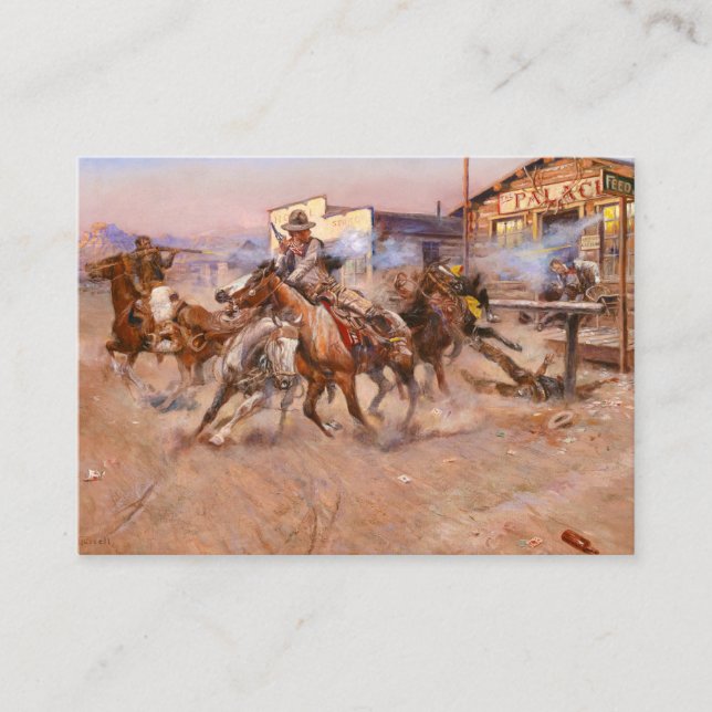 Smoke of a. 45, 1908 by Charles Marion Russell Business Card (Front)