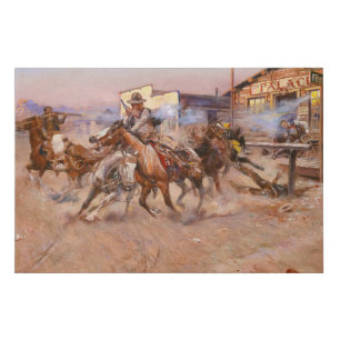 Smoke of a. 45, 1908 by Charles Marion Russell Faux Canvas Print