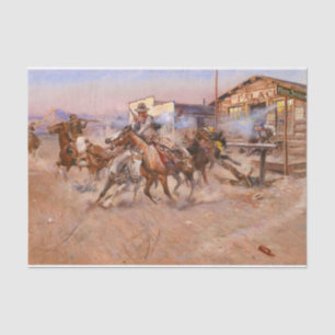 Smoke of a. 45, 1908 by Charles Marion Russell Tissue Paper