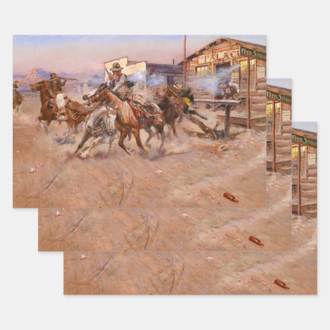 Smoke of a. 45, 1908 by Charles Marion Russell Wrapping Paper Sheets (Set)