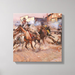 “Smoke of a ‘45” by Charles M Russell Canvas Print