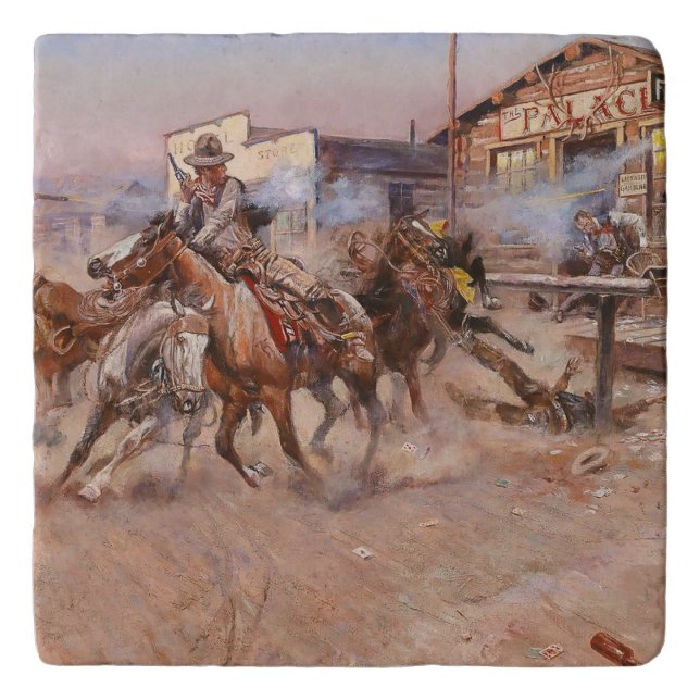 “Smoke of a ‘45” by Charles M Russell Trivet (Front)