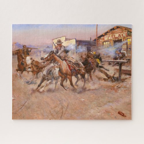 Smoke of a 45 by Charles Marion Russell Jigsaw Puzzle