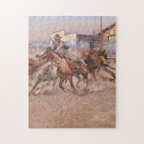 Smoke Of A 45 By Charles Marion Russell Jigsaw Puzzle