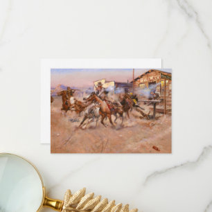 Smoke of a. 45 by Charles Marion Russell Thank You Card