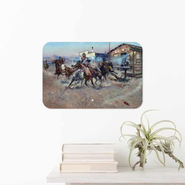 Smoke of a 45 Charles Marion Russell C1908 Metal Sign (In Situ(Wall))
