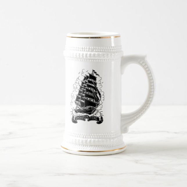 smoke or fire ship beer stein (Right)