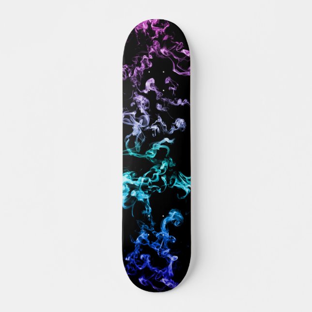 Smoke Pattern 2 on Black Skateboard Deck (Front)
