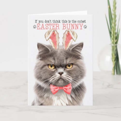 Smoke Persian Cat Cutest Easter Bunny Kitty Puns Holiday Card