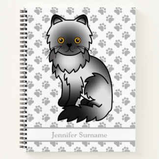 Smoke Persian Cute Cartoon Cat &amp; Custom Text Notebook