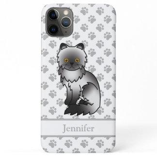 Smoke Persian Cute Cartoon Cat &amp; Name iPhone 11 Pro Max Case