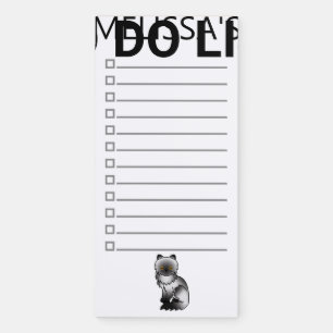 Smoke Persian Cute Cartoon Cat To Do List & Name Magnetic Notepad