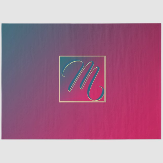 Smoke Purple Gradient Monogram Tissue Paper (Front)