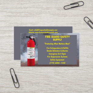 Smoke & Red Fire Extinguisher Fire Safety Busines Business Card
